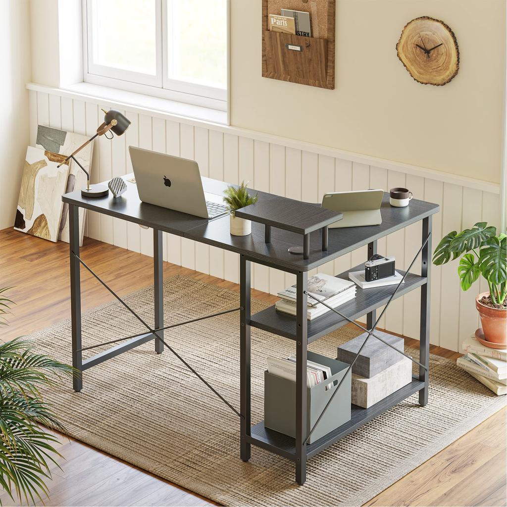 CubiCubi Computer PC Width Gaming Work Desk with Corner Study Work from Easy To Left Width Computer Gaming Work Monitor Corner Desk with Stand Office