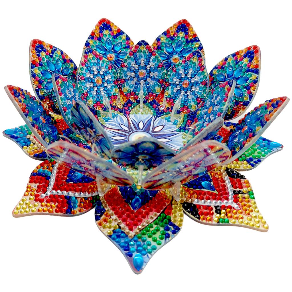 Lotus Candlestick DIY Diamond Art Desk Ornaments Diamond Painting Table Ornaments for Adult Beginner Home Office Decor