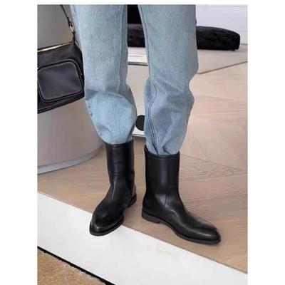 Wersja ze skóry owczej~ wysokiej klasy skórzane buty zimowe damskie za kostkę na grubej podeszwie, nowe szerokie buty typu Martin, buty motocyklowe, krótkie buty