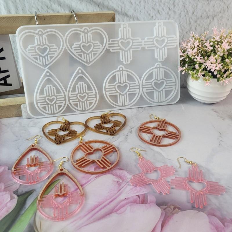 Easy to Use Silicone Pendant Mold Earrings Molds Hollow Jewelry Molds Silicone Texture Gift for Jewelry Enthusiasts