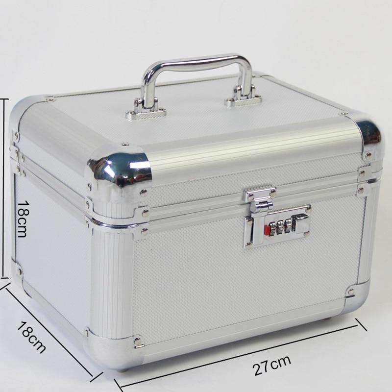 Double Deck Makeup Makeup Bag with Mirror Lock Makeup Bag Big Capacity Makeup Container | Storage Boxes and Containers