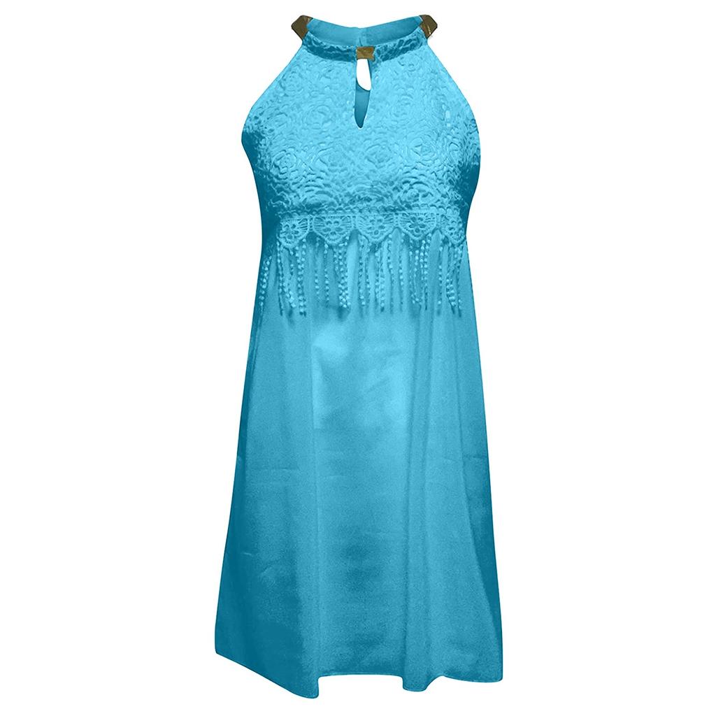 Women's Casual Sleeveless Backless Solid Color Sexy Lace  Dress Dresses