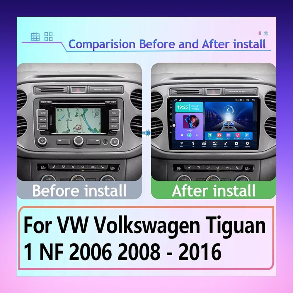 2 DIN Android Car Radio For Volkswagen Tiguan 1 NF 2006 -2016 Multimedia Player Head Unit Stereo GPS Navigation WIFI 1+16GB