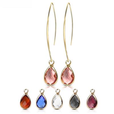 Popular Women's Crystal Water Drop Pendant Earrings with Copper Ear Hooks