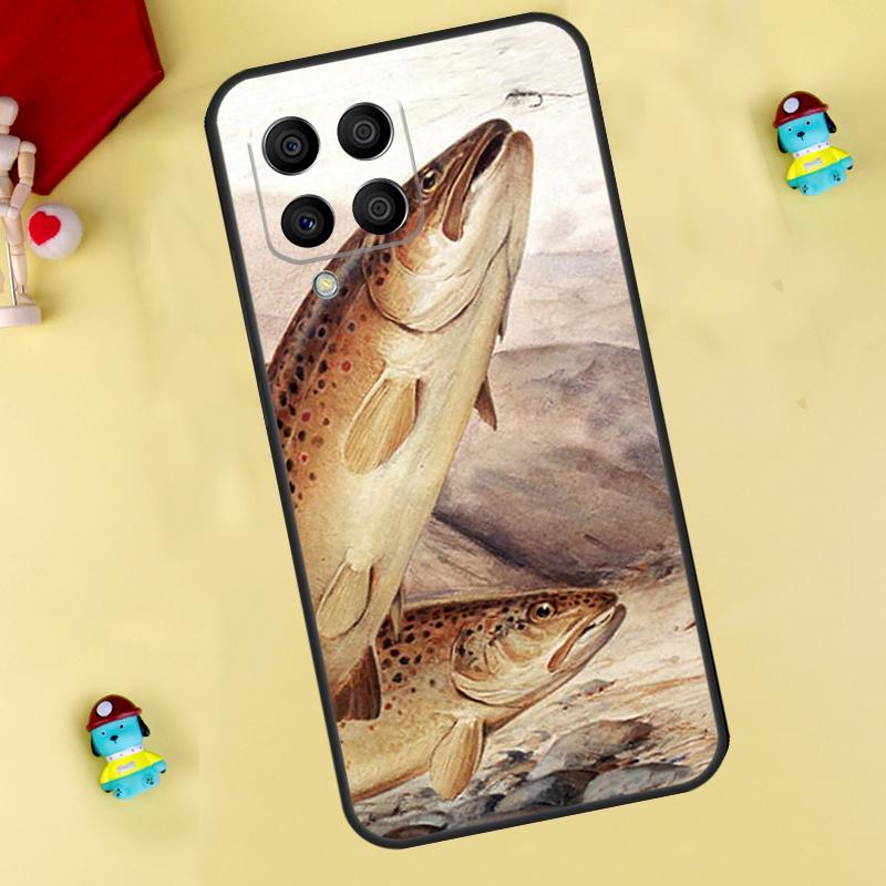 Vintage Trout Fishing Case For Samsung Galaxy M35 M55 M15 M11 M12 M13 M14 M06 M16 M36 M56 M31 M53 M32 M52 M34 M54