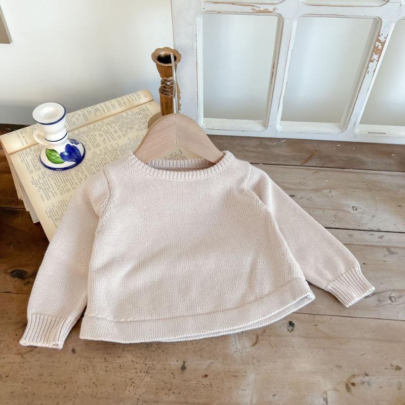 Babytoppar 2022 höst baby stickade tröjor pullover bas toppar barn topp beige tröja