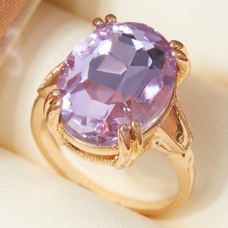 Anelli Minimalisti con Pietra Viola Ovale per Donna Anello di Matrimonio Fidanzamento Gioielli da Festa Accessori Regalo