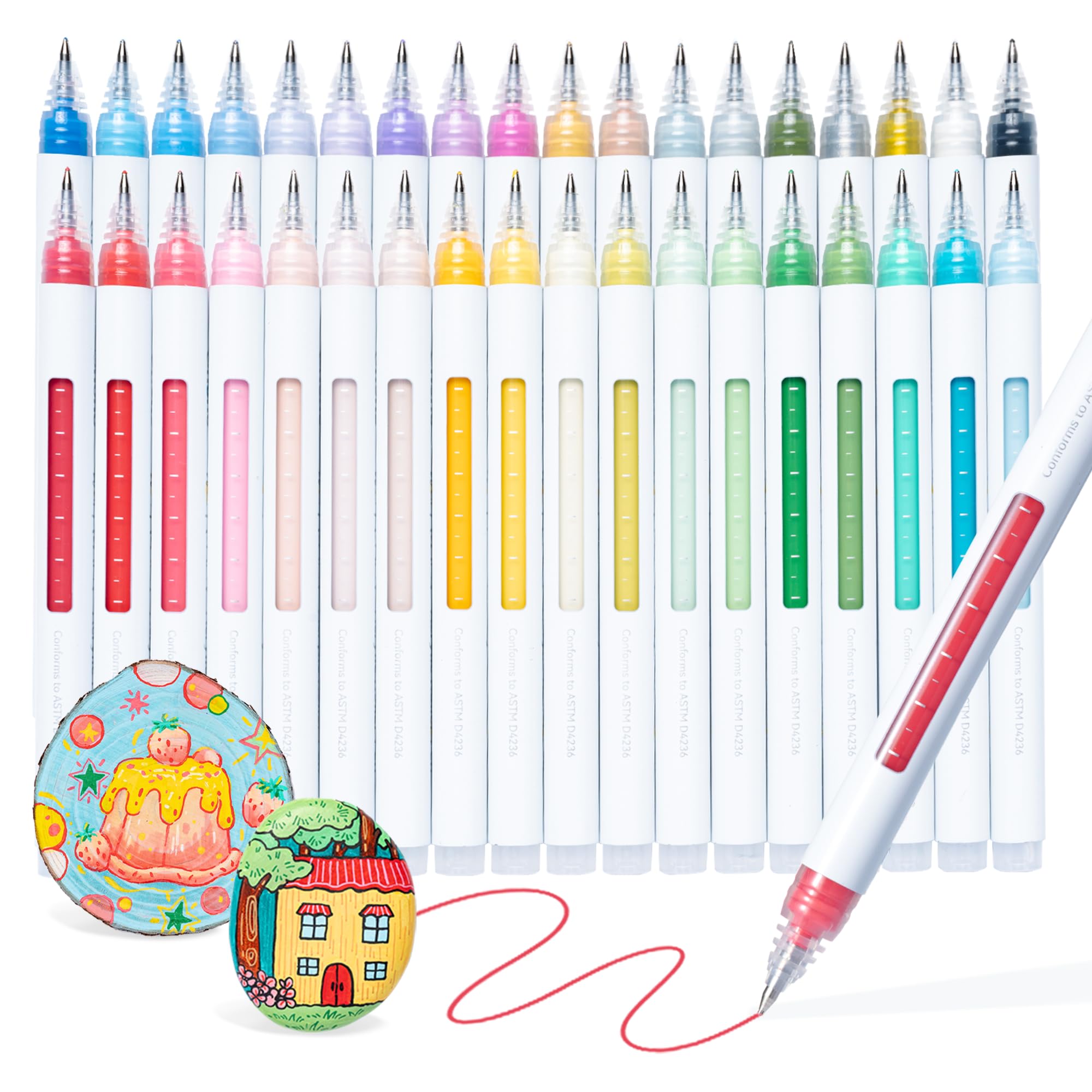 Ohuhu Acryl Fijn Dekkende Verfmarkers voor Plastic Wai Momi Serie Markers, 0,7 mm Punt, 36-Kleuren Set, Watergedragen Pennen, Dagboeken, Steen, Hout, Eieren,