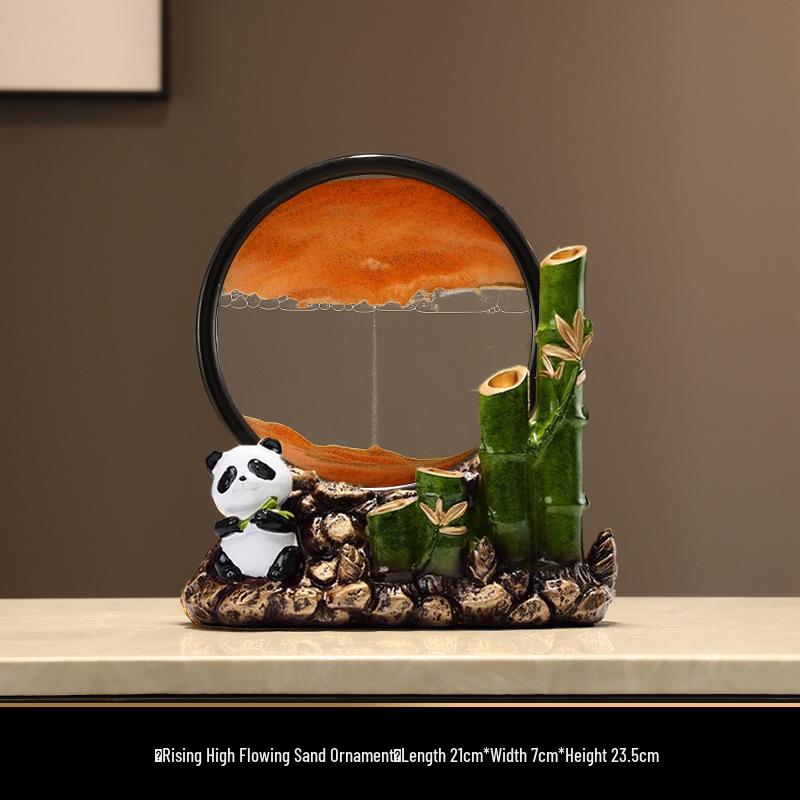 Bamboo Panda Decorative Ornament for Living Room, Office, or Entryway
