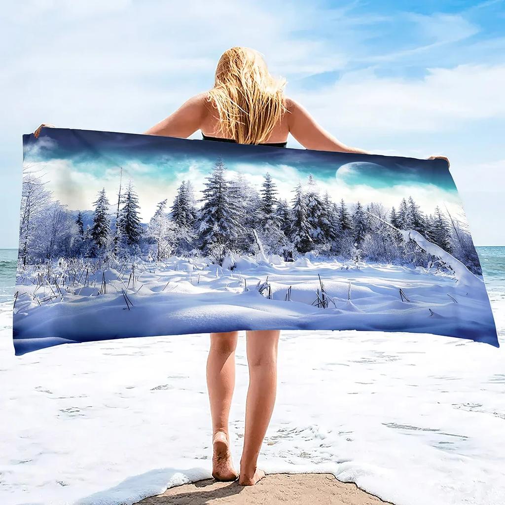 Extra Large Beach Towels Winter Trees Microfiber Beach Towels Summer Quick Dry Absorbent Sand Resistant Swim Pool Towel Blanket