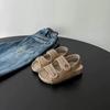 Kids Buckle Sandals Girls Boys Open-Toe Casual Beach Shoes Soft Sole Round Toe Adjustable Strap