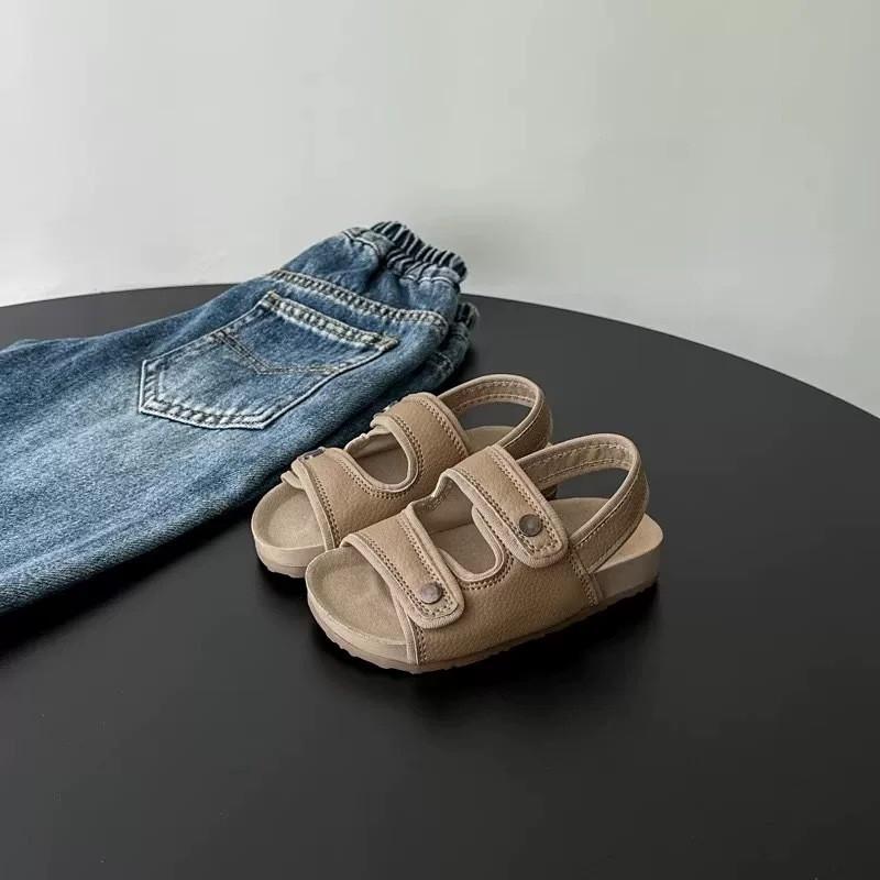 Kids Buckle Sandals Girls Boys Open-Toe Casual Beach Shoes Soft Sole Round Toe Adjustable Strap