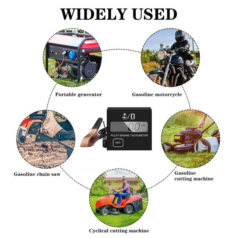Digital Chainsaw Tachometer Motorcycle Tach Gauge Pulse Speedometer for Cropper Generator Lawn Mower RV ATV Motocross Boat