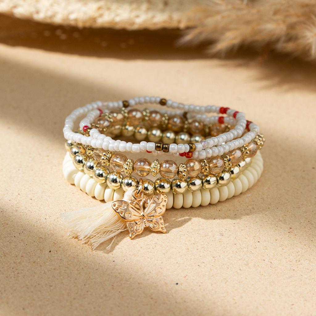 Boho Perlenarmband Instagram-inspiriert Nischenstil Farbblock-Stapelarmband-Set