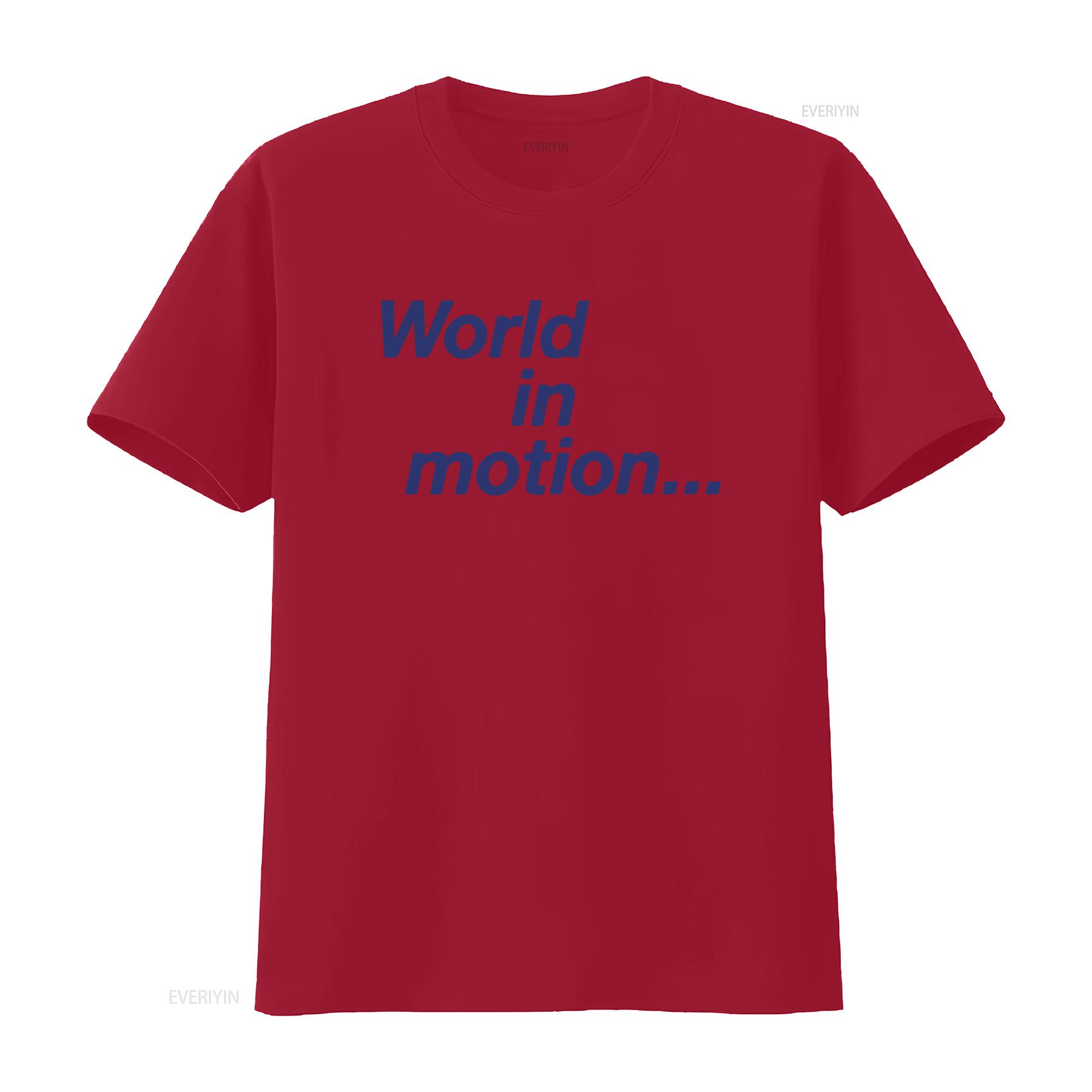 

World In Motion Retro Style T Shirt 431 White Classic Design vintage Washed graphic Soft Breathable Casual Stretched S