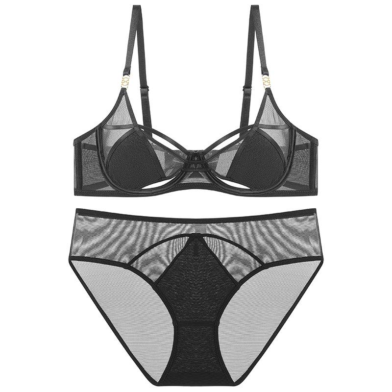 

Сексуальное нижнее белье Французский ультратонкий сетчатый бюстгальтер большого размера Большая грудь Маленькое эротическое нижнее белье 70B чёрный