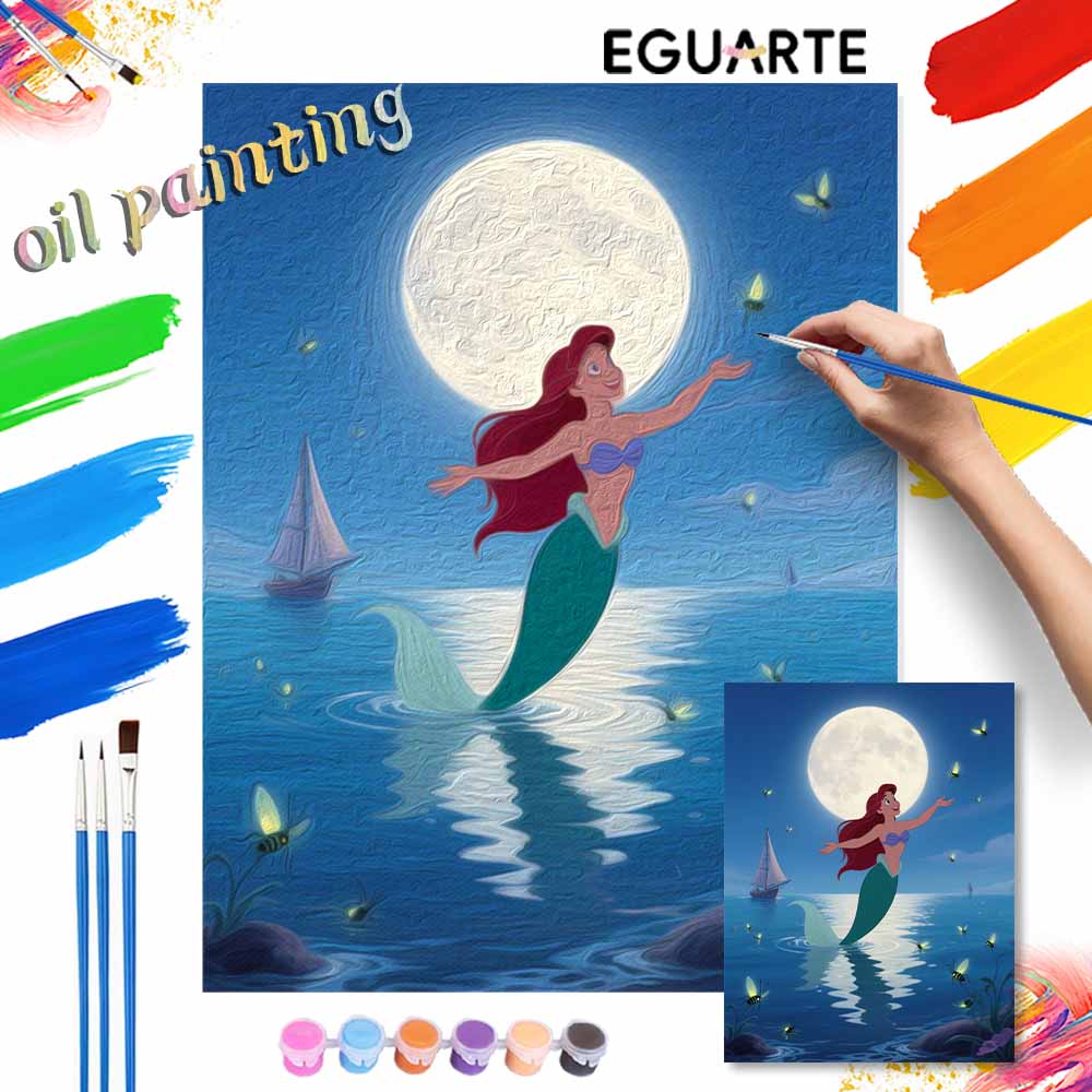 Disney Little Mermaid Digital Oil Painting Art Kit Handmade DIY Home Decor Gift