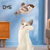 Interactive Flapping Wings Cat Toy Touch Activate Electric Flying Birds Toy with Chirping Sounds Indoor Hanging Simulation Plush Sparrow for Cats And
