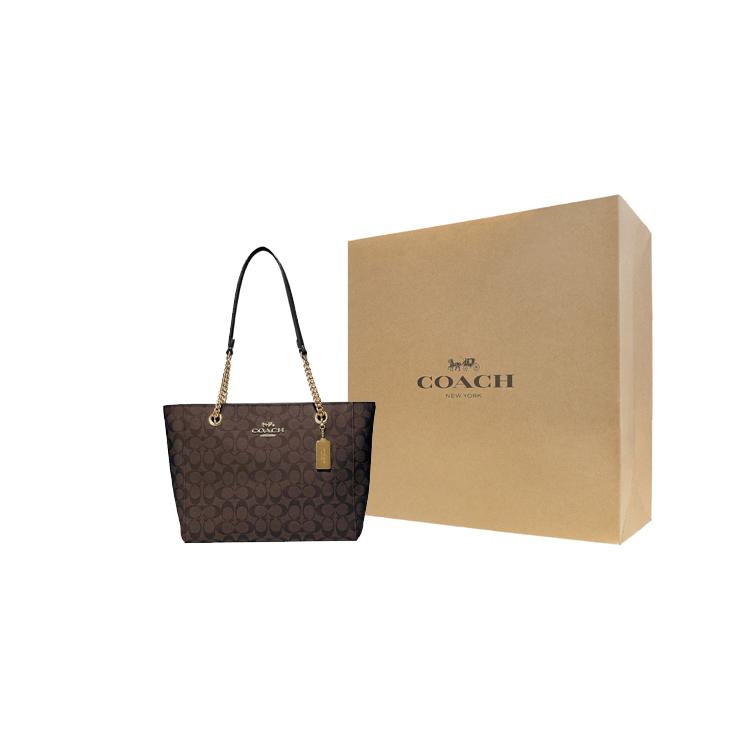 New COACH Cammie Artificial Leather Tote Bag, Shopping Bag, Shoulder Bag, Handbag Large Size Women's Brown & Black C8148-IMAA8