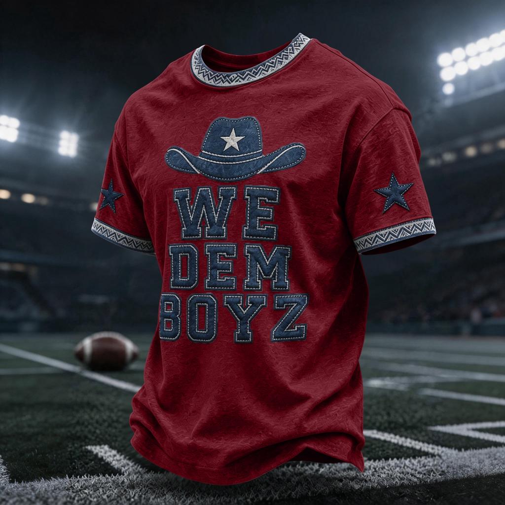 Men's Rugby Print Short Sleeve Neck T-Shirt for Casual Sport and Everyday Wear