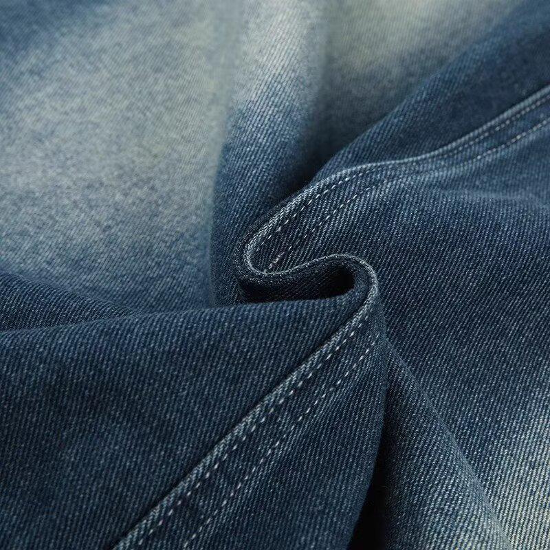 European & American Plus Size Gradient Denim Slimming Skirt - Trendy Autumn/Winter Women's Street Fashion