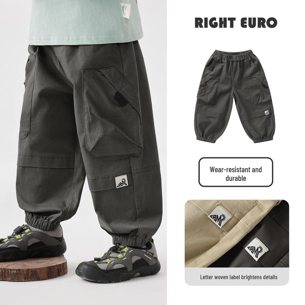 Spring 2026 Trendy European Boys' Long Workwear Pants for Kids and Toddlers
