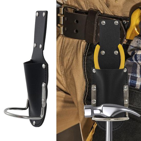 Tool Bag Belt Hammer Mount Strong Construction Faux Leather Tool Belt Bag Utility Tool Bag for Pliers Knife Scissors Screwdrivers