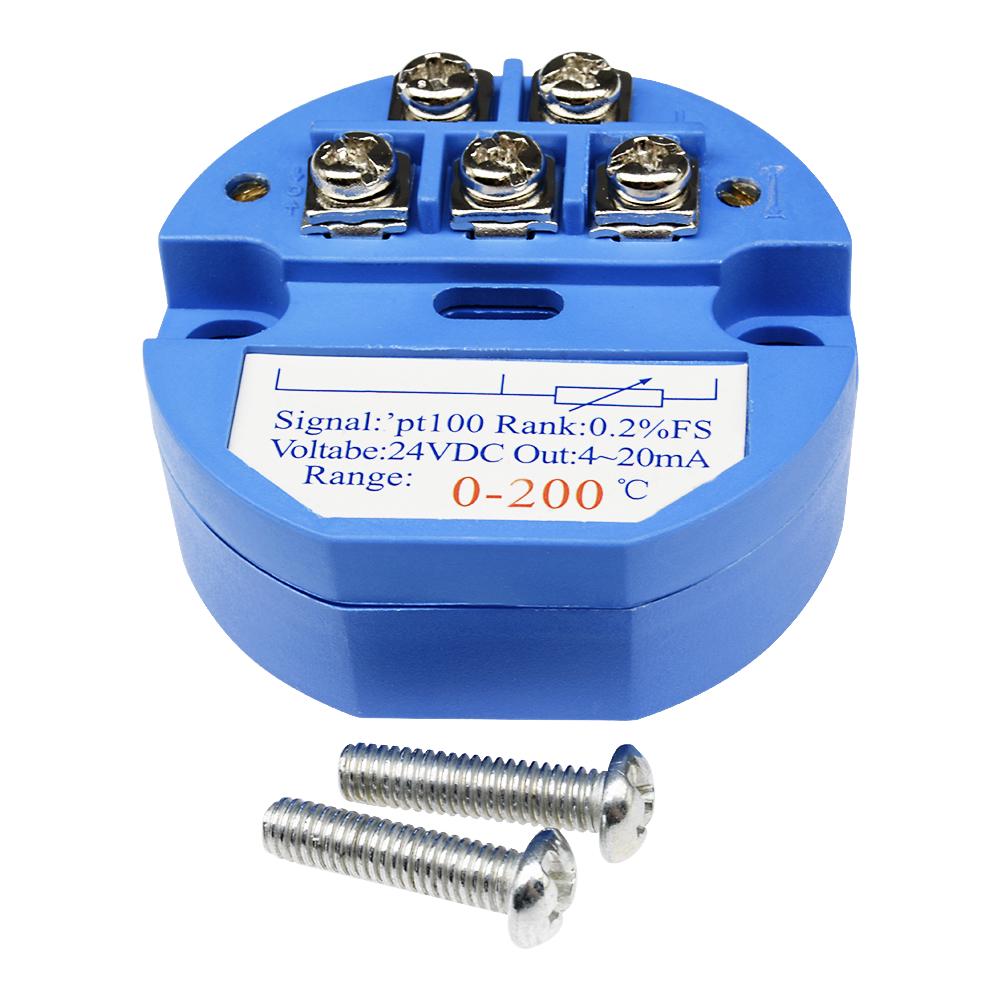 PT100 Type To 4-20mA 0-200 Degrees Temperature Sensor Transmitter RTD DC 24V Thermal Resistance Temperature Transmitter