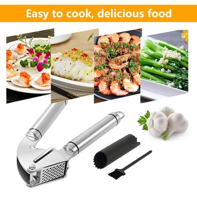 Highly Garlic Press Stainless Steel Garlic Press For Chef Cooking With Garlic Peeler Set