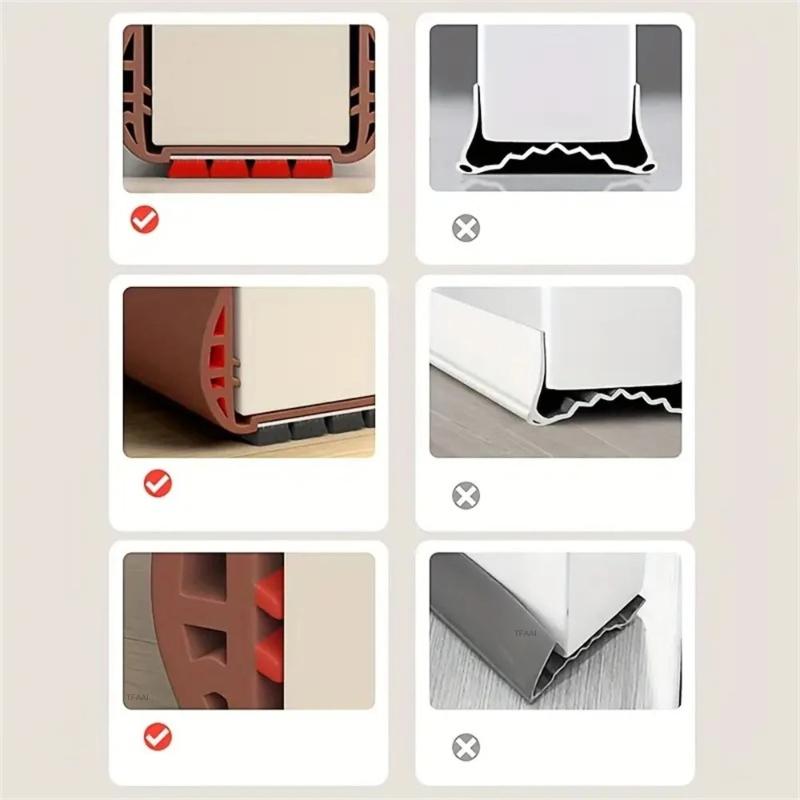 1pc PVC Door Bottom Sealing Strip with Brush Multiple Dustproof Soundproof Washable Weather Strip Snap-In Mount Stripping