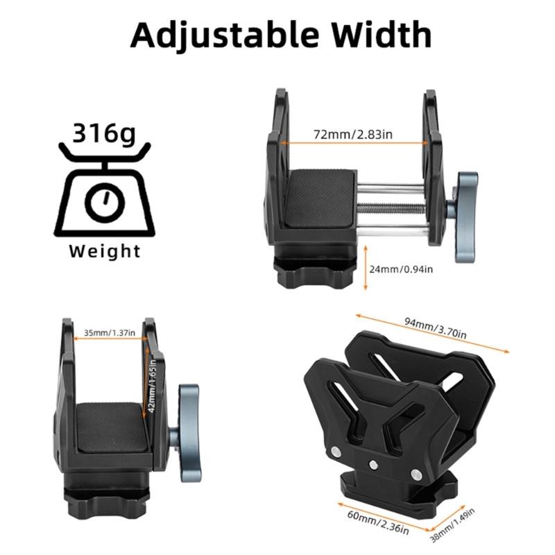 Universal Clamp Mount Tripod Stand With Adjustable Angle For Camera Smartphone Lightweight Aluminum Alloy Construction