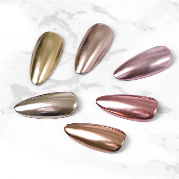 Rich Gold Titanium & Silver Mirror Powder: Rose Gold & Champagne Electroplated Solid Powder for Nail Art