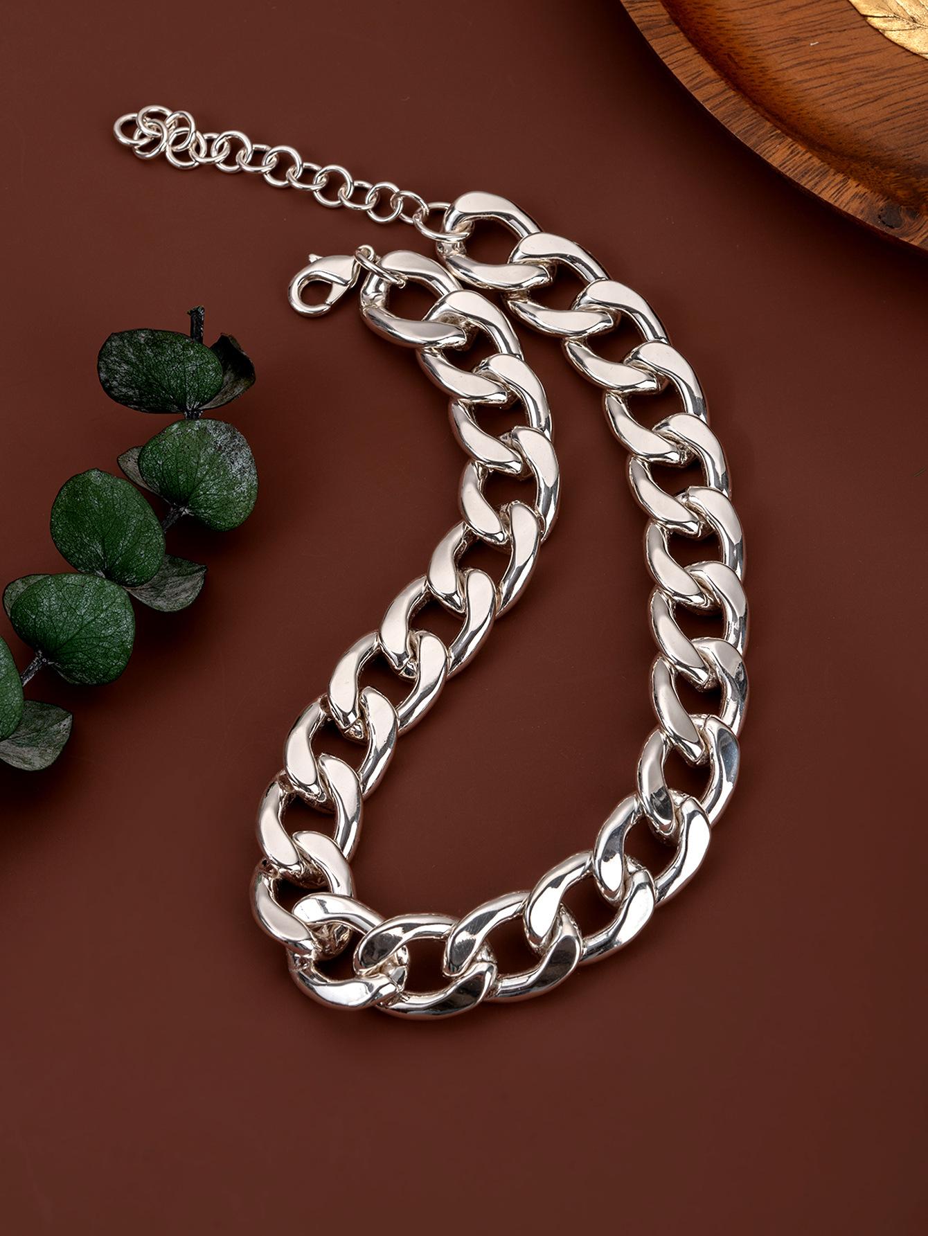 ZA non-mainstream hip-hop punk style electroplating platinum trend with creative street necklace jewelry short