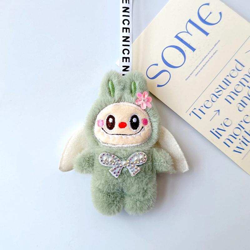 

Мягкая игрушка ангел Лабубу брелок мультфильм мягкая кукла кулон автомобильный брелок рюкзак сумка Декор детский подарок зелёный