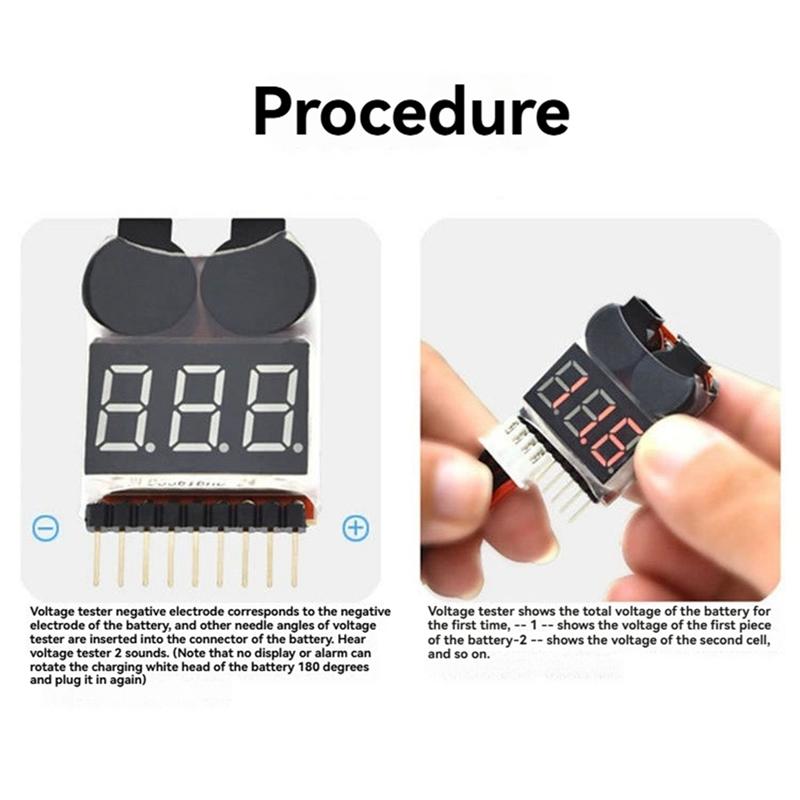 B03B-BBX1-8S 1-8S 2IN1 Lipo Battery Voltage Tester/Low Voltage Buzzer Alarm/Battery Voltage Checker Dual Speaker