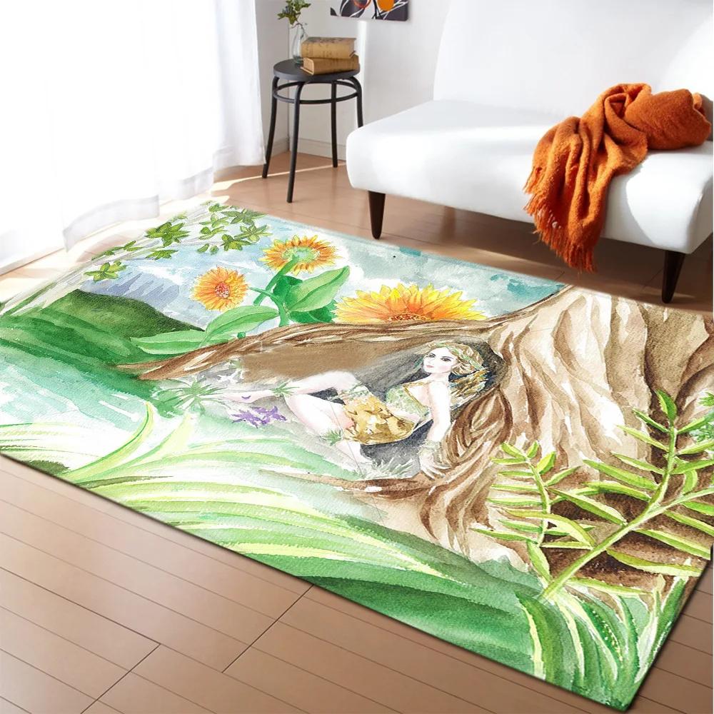 

3D Retro Flower Plant Leaves Carpet for Kitchen Floor Mat Home Entrance Carpets Door Mat Anti-slip Living Room Rugs Bathroom Mat 40x60cm 16x24 inch