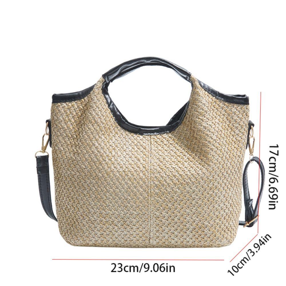Bohemian Style Beach Bag Large Capacity Raffia Shoulder Bag Fashion Weave Straw Bag  Travel