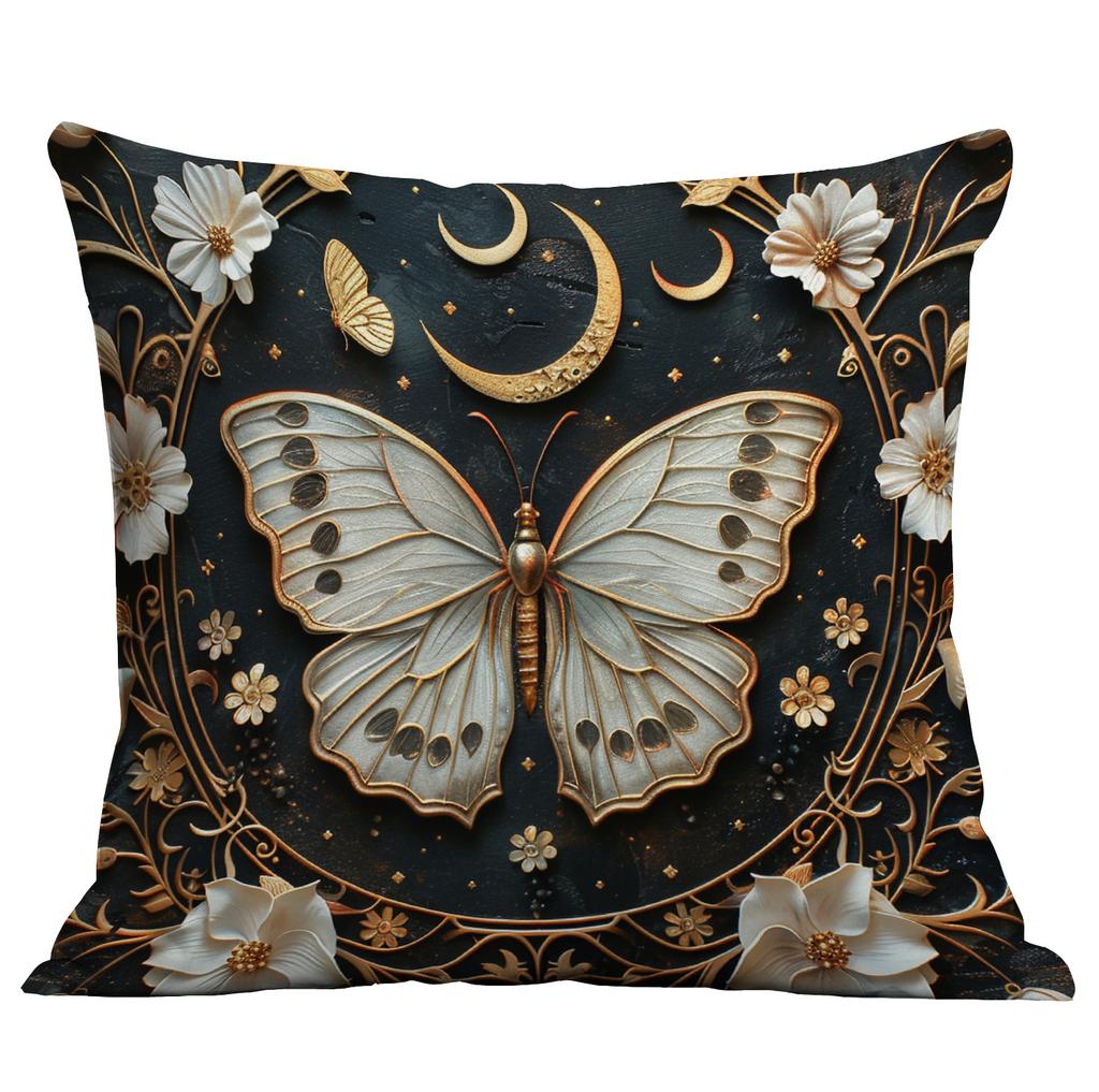 New Imitation 3d Butterfly Printed Pillowcase Retro Home Sofa Cushion Pillowcase Decoration