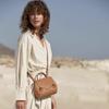 A Niche Design Camel Lychee Cowhide Spliced Hand-held Crossbody Bag