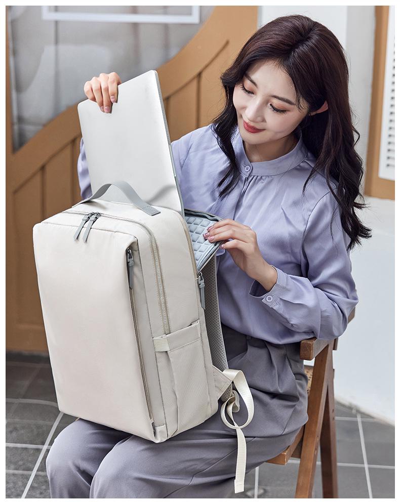 Women's Double Shoulder Large Capacity Solid Color Backpack for Business Travel & Students