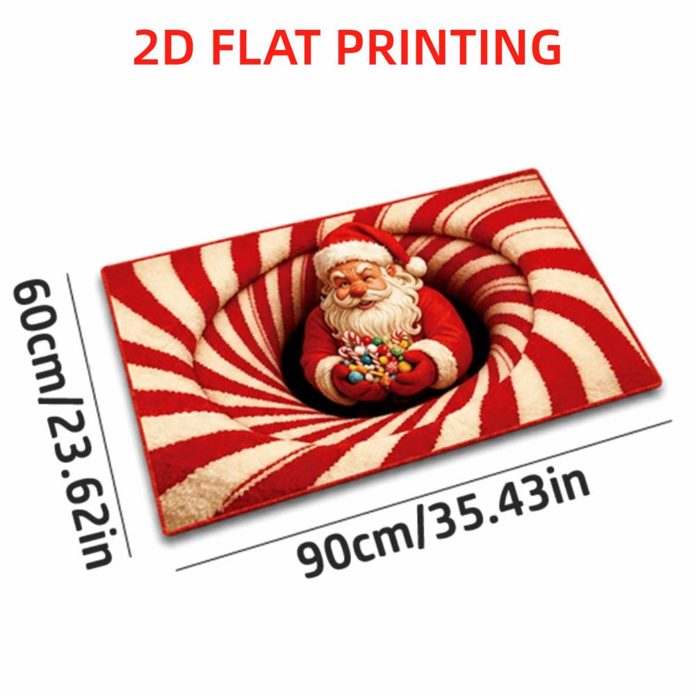 2D Flat Santa Door Mat Faux Cashmere Christmas Bath Mat Decorative Floor Rug  Christmas Home Decor