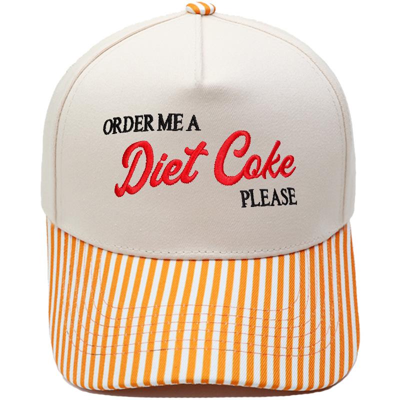 Diet Coke Embroidery Color Matching Truck Driver Baseball Cap Fun Men's and Women's Casual Shade Dad Hat