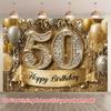 1pc, 2Dflat, Luxurious Gold 50th Birthday Banner - Suitable for Home, Room & Party Decorations, Party Decor, wsj