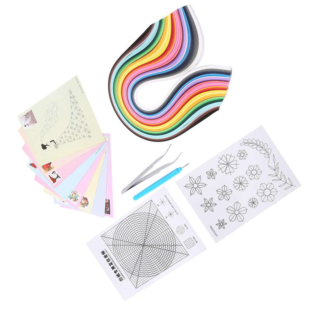 Paper Quilling Kit, 500 Quilling Strips, 8 Designs, Grid  , Flower Pattern, Tweezers, Slotted Pen,   Paper Craft Projects, 50
