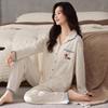 Spring 2026 Women's Cool Cotton Pajama Set – Long Sleeve & Pants, Sweet Korean Style Print.