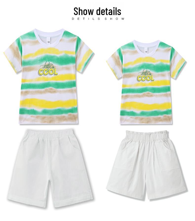 2025 Striped Korean-Style Parent-Child Casual Summer Outfits