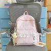 Schoolbag Korean fresh plaid corrugated backpack girl heart lace small schoolbag girls junior high school students female commuter bag