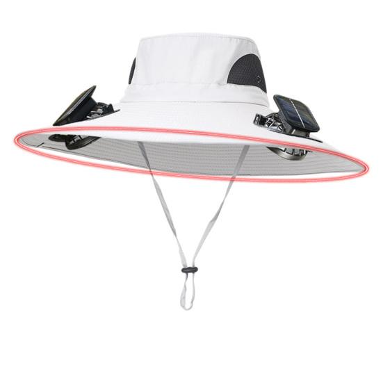 

Широкополая шляпа от солнца со встроенным солнечным вентилятором для мужчин и женщин, летняя охлаждающая пляжная шляпа-ведро для рыбалки на открытом воздухе, пешего туризма, кемпинга B