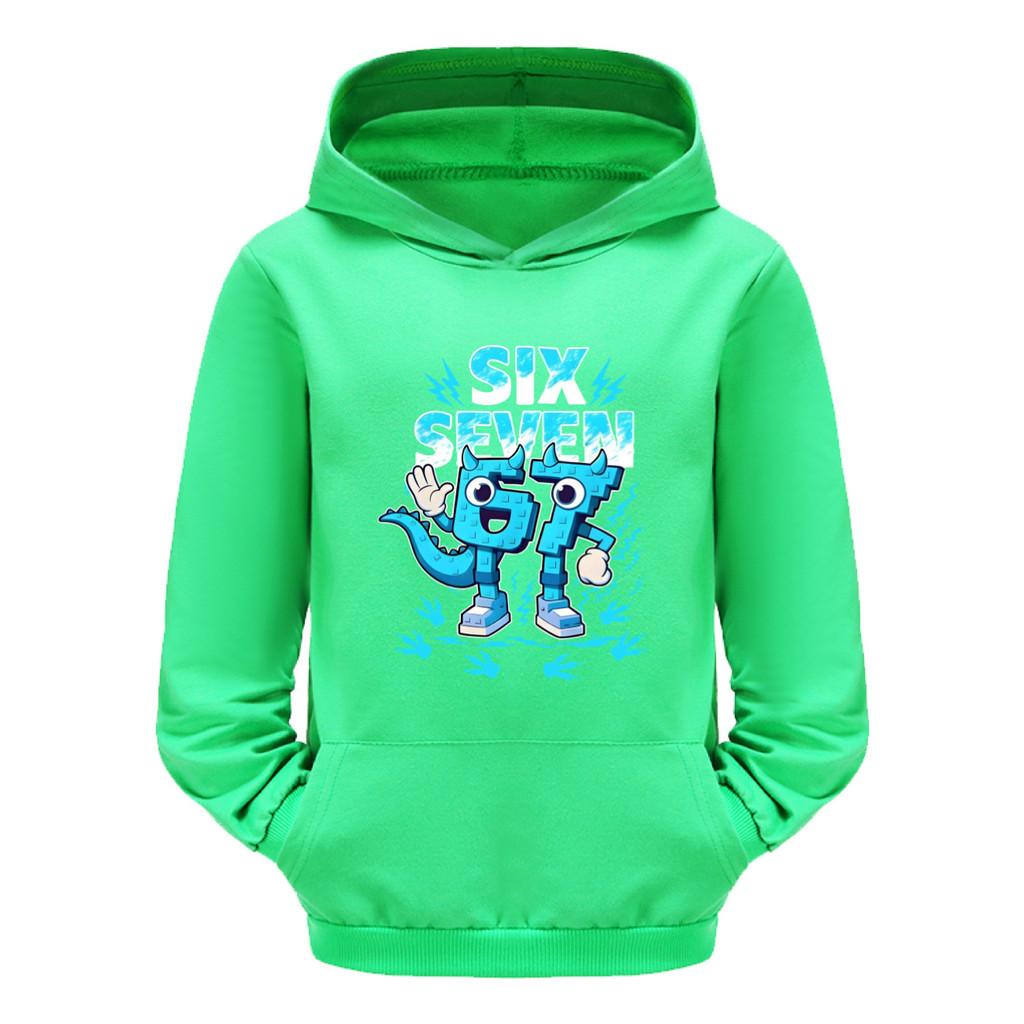 5192 Kinder Jungen Mädchen Steal a Brainrot 67 Six Seven Bedruckter Freizeit-Langarm-Hoodie Top