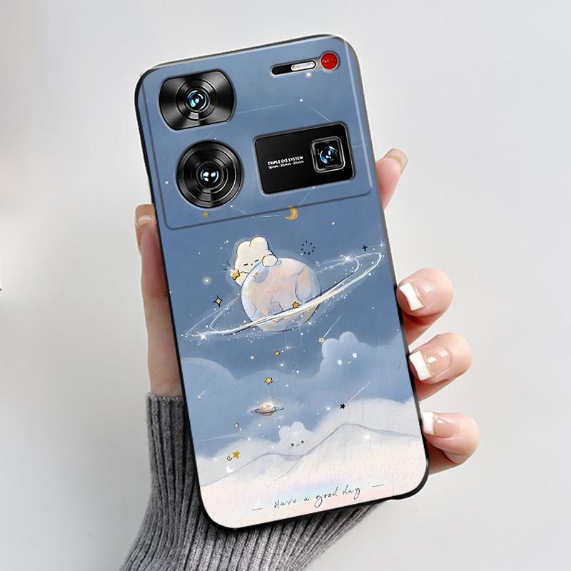 Cute Case For ZTE Nubia Z60 Ultra 5G Capa Fundas Printing Shells Protective Back Cover Soft Silicone Cartoon Black Casing Coque